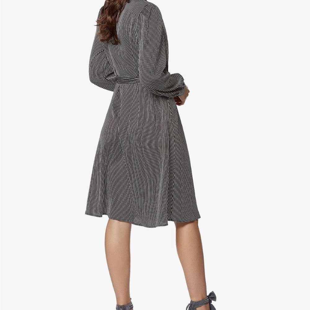Avec Les Filles Striped Midi Robe Wrap Dress Size S - Picture 7 of 7